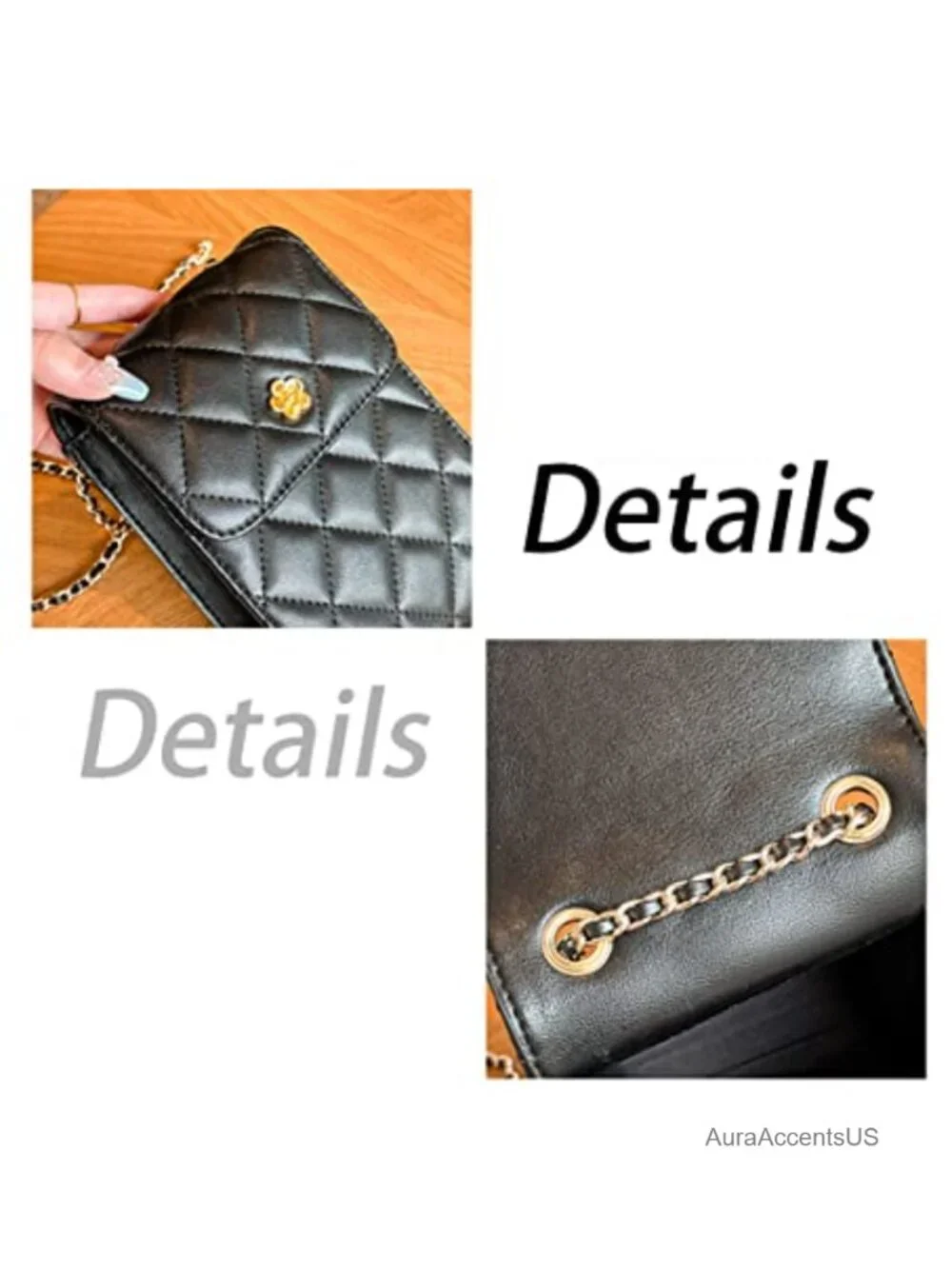 Genuine Leather Quilted Square Flap Satchel Crossbody Bag Gold Chain Strap